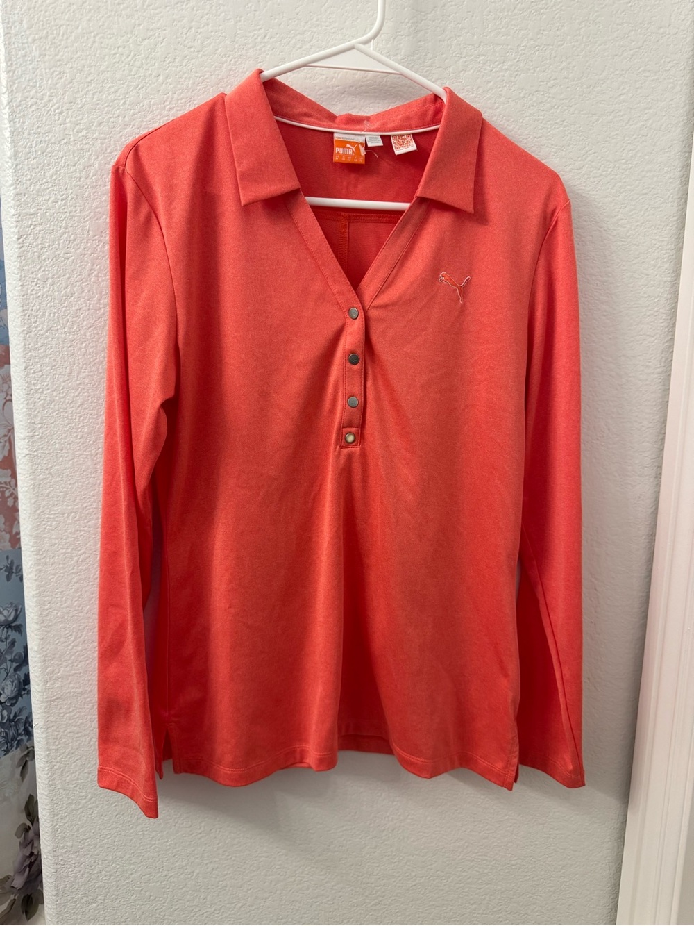 Puma Orange Long Sleeve Polo Top Women’s medium M